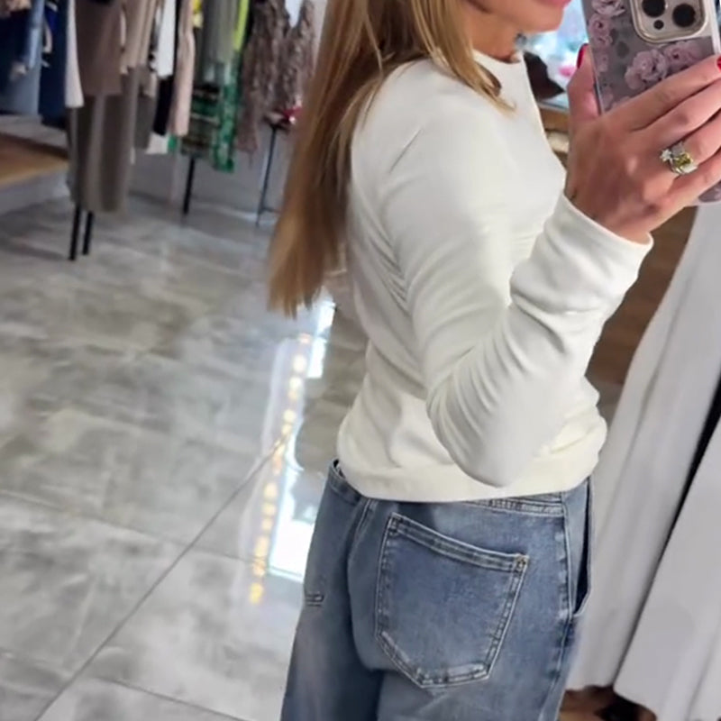 đ„đslim-fit gomb hosszĂș ujjĂș felsĆ