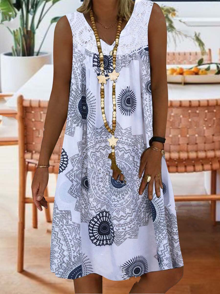 🔥👗 【S–5XL】Női ujjatlan, nyomott mintás nyári ruha