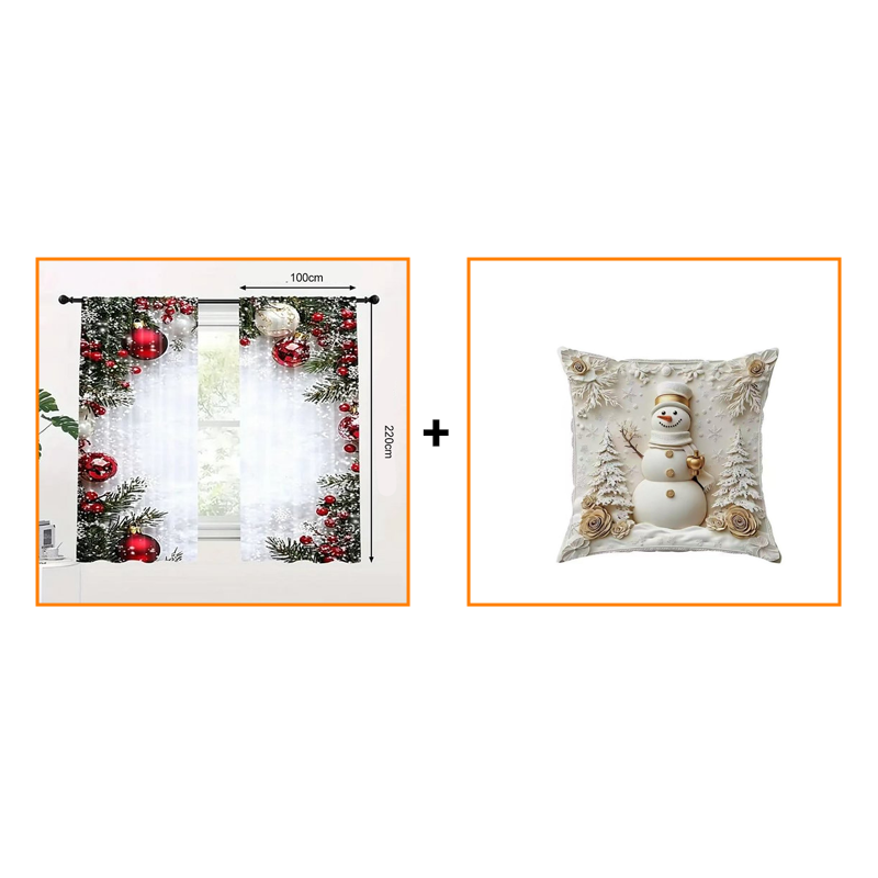 🔥❄️ Karácsonyi ablakfüggöny 2 részes szett lakberendezéshez 🏡🎁