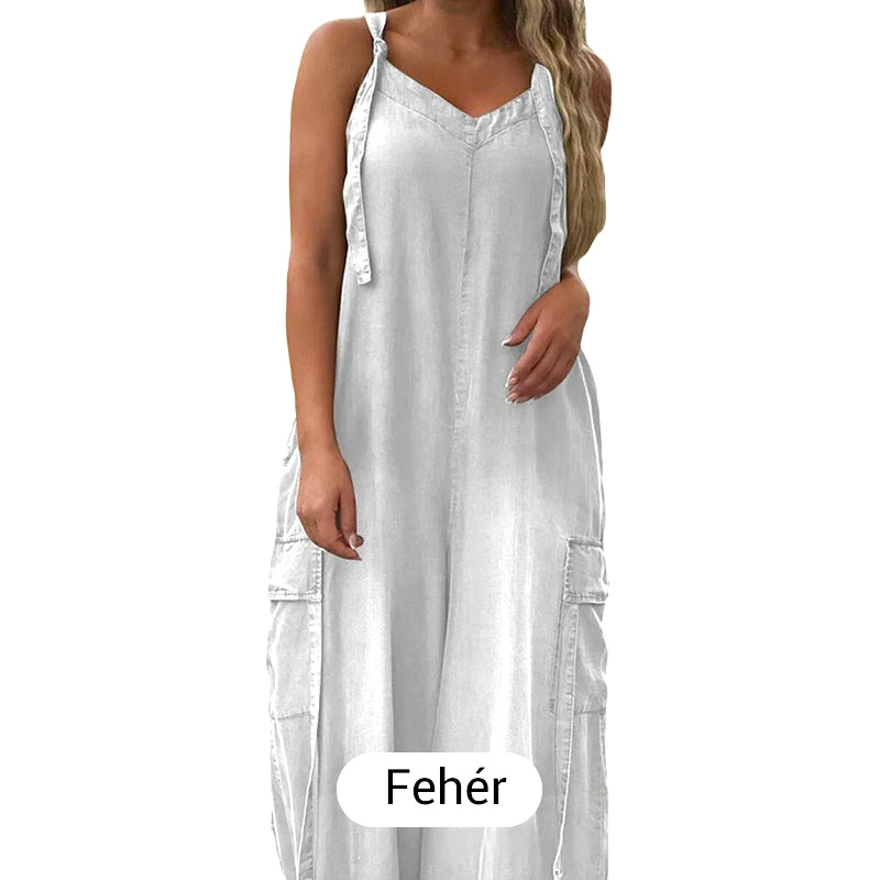 🔥👗Női Laza, Széles Lábú Overál Zsebekkel