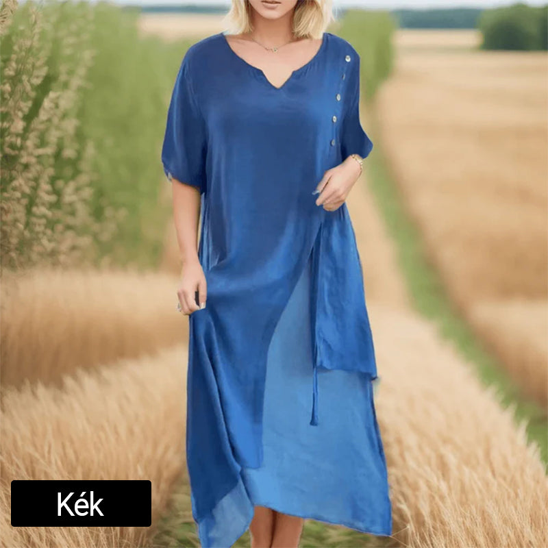🔥👗Női, két darabos megjelenésű, lebegő midi ruha