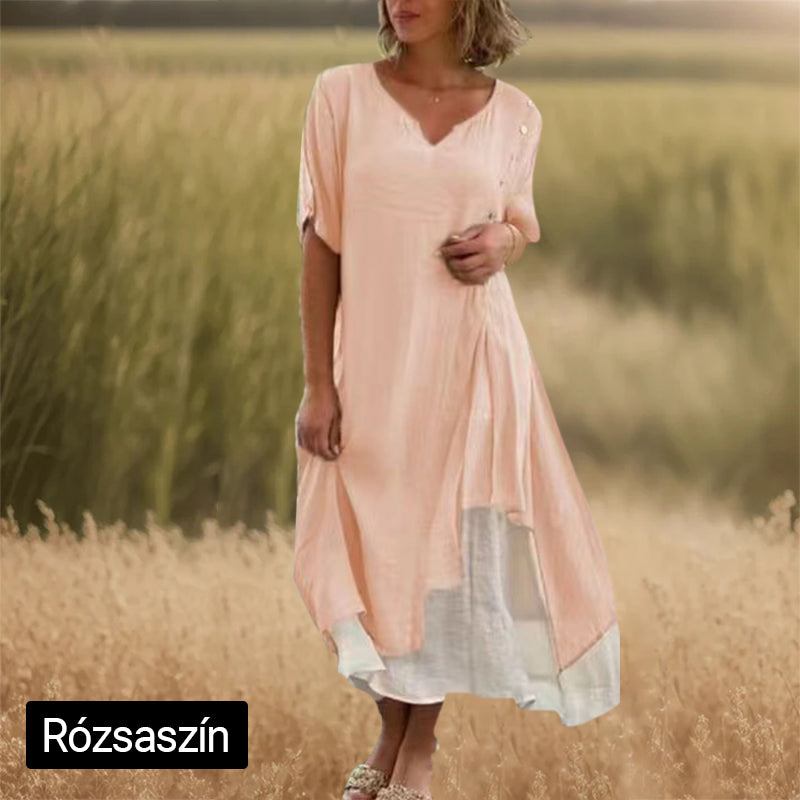 🔥👗Női, két darabos megjelenésű, lebegő midi ruha