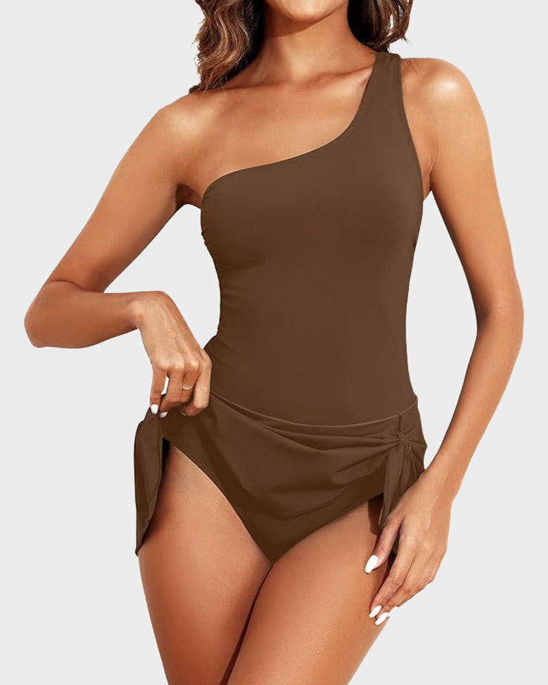 🔥👙Egyvállú, szoknyás egyrészes fürdőruha🌞🌊