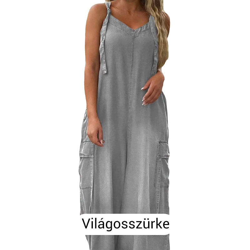 🔥👗Női Laza, Széles Lábú Overál Zsebekkel