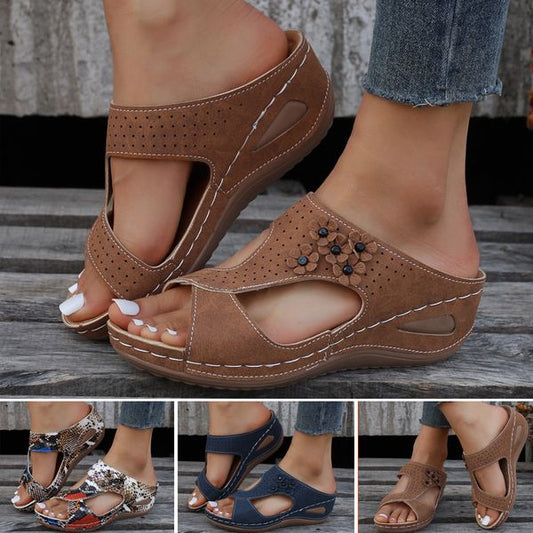 Kényelmes korrekció Peep-toe ék sarok divat szandálok
