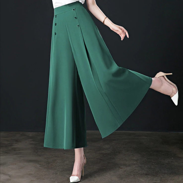 🔥👗【M-4XL】💞Laza, légáteresztő, széles szárú, magas derekú nadrágok