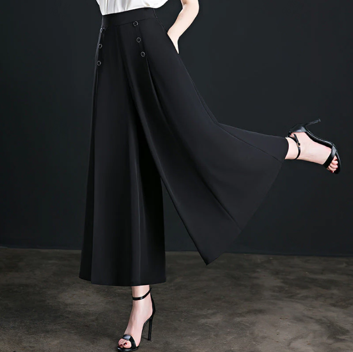 🔥👗【M-4XL】💞Laza, légáteresztő, széles szárú, magas derekú nadrágok
