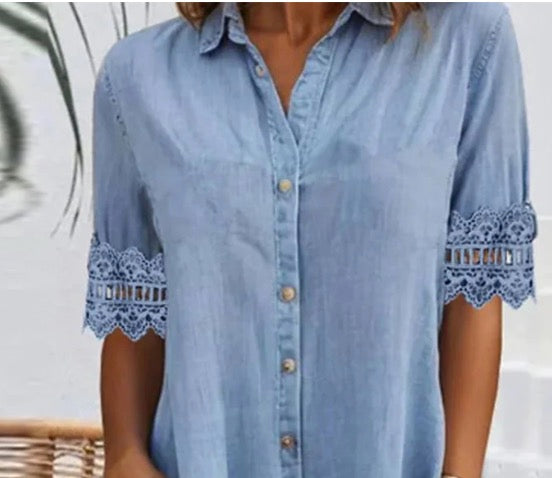 🔥👗 Kék csipkével szegélyezett farmer miniszoknya