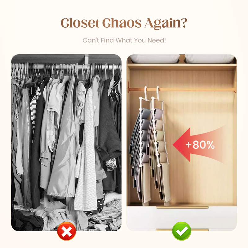 🔥👖👔🧥👗👚Teleszkópos, összecsukható, többrétegű nadrágtároló állvány