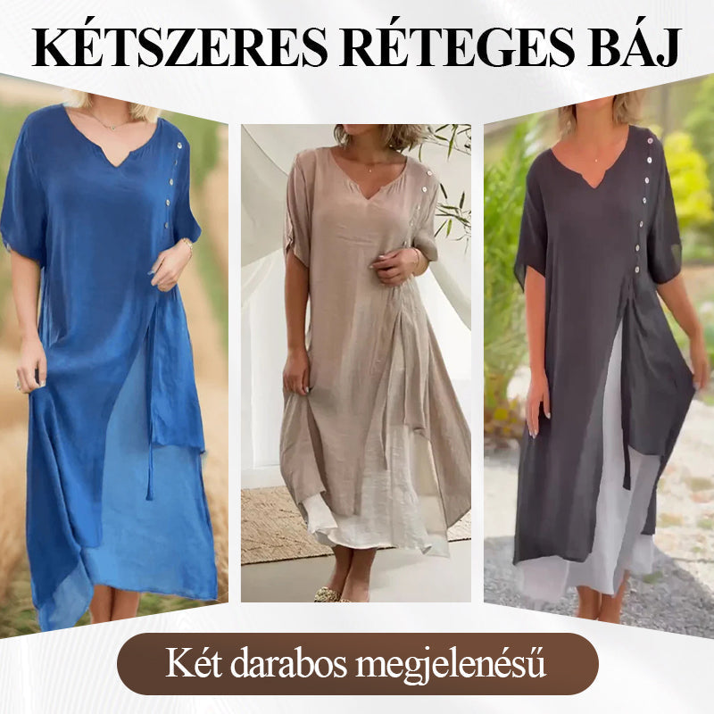 🔥👗Női, két darabos megjelenésű, lebegő midi ruha
