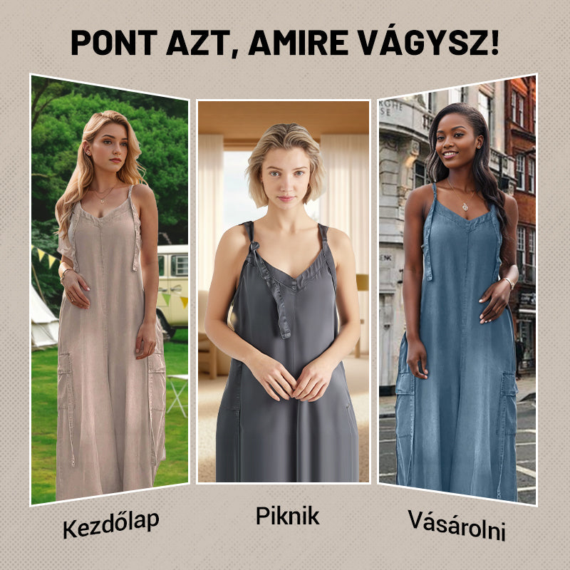 🔥👗Női Laza, Széles Lábú Overál Zsebekkel
