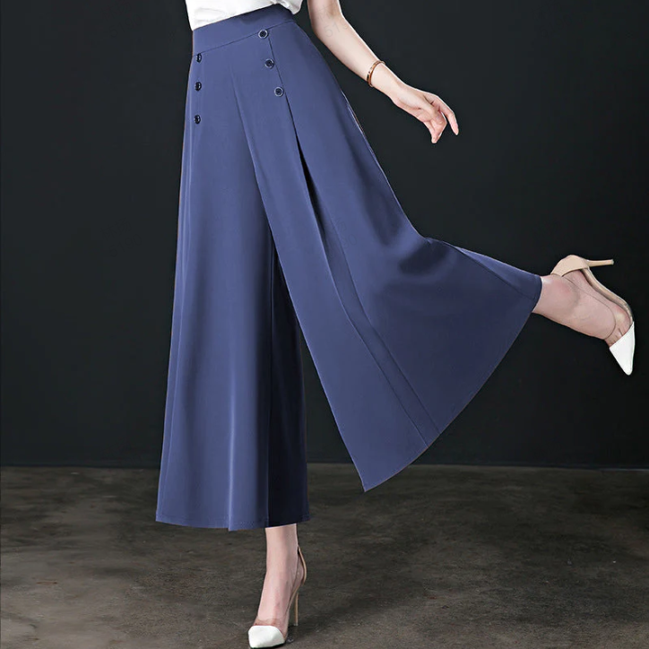 🔥👗【M-4XL】💞Laza, légáteresztő, széles szárú, magas derekú nadrágok
