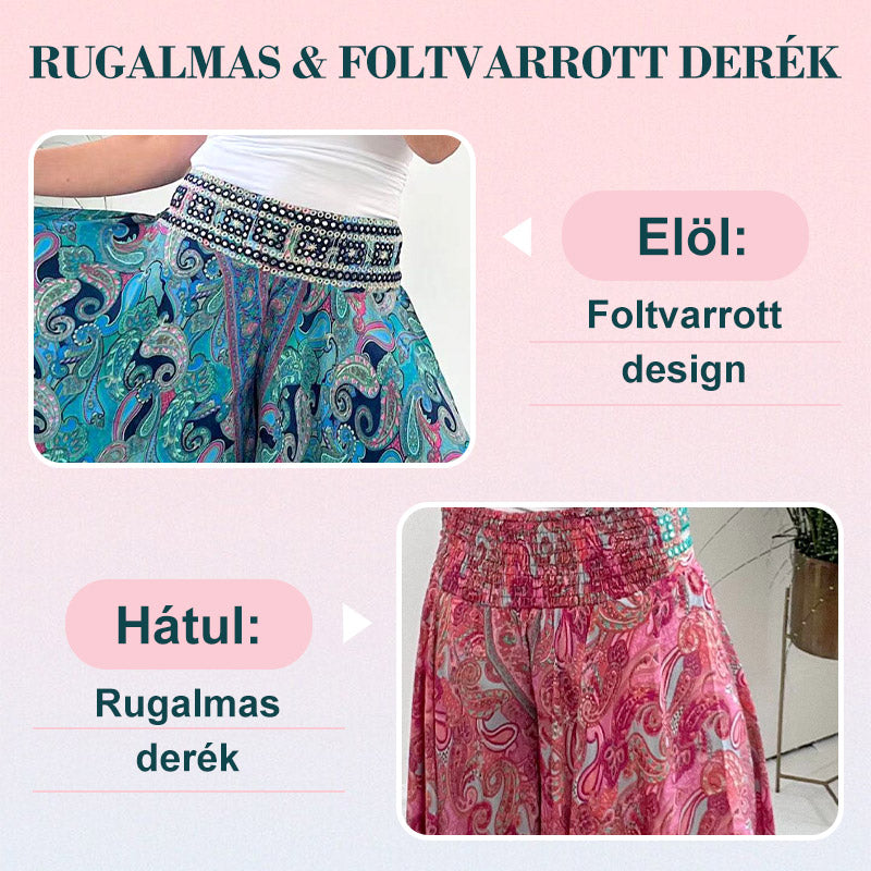 🔥👗Elasztikus derekú nadrág etnikai mintával🌸