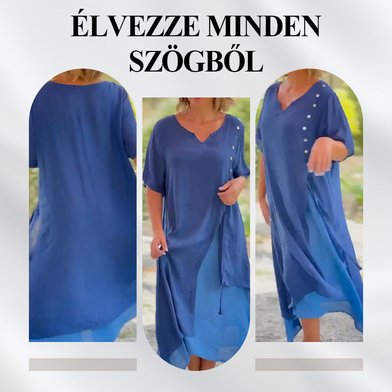 🔥👗Női, két darabos megjelenésű, lebegő midi ruha
