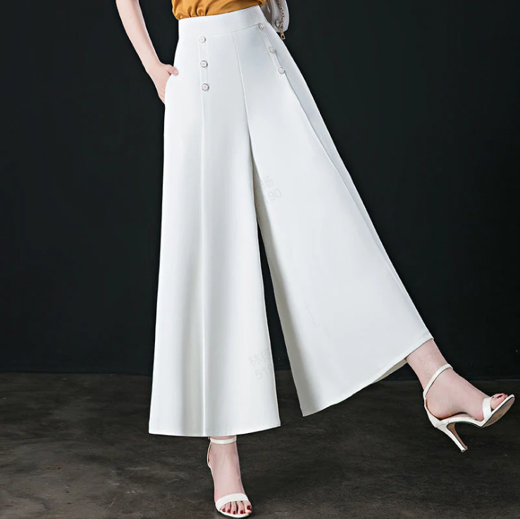 🔥👗【M-4XL】💞Laza, légáteresztő, széles szárú, magas derekú nadrágok
