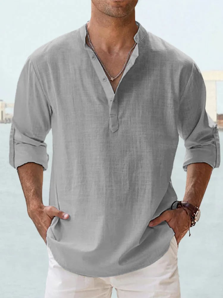 🔥👔【S-4XL】Férfi pamut lenvászon alkalmi hosszú ujjú ing