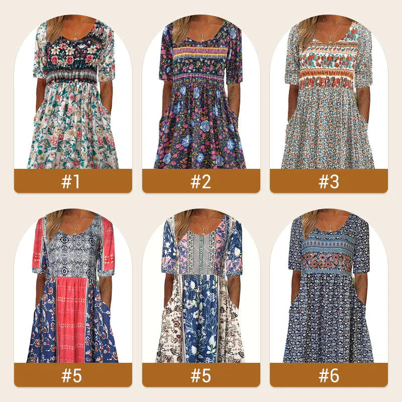 🔥👗【S-4XL】Női elegáns bohém nyomtatott ruha