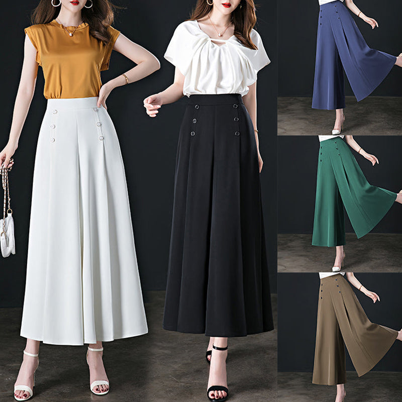 🔥👗【M-4XL】💞Laza, légáteresztő, széles szárú, magas derekú nadrágok