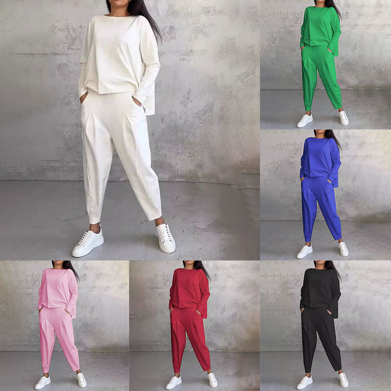 🔥👚👖Kerek nyakú hosszú ujjú kétrészes szett