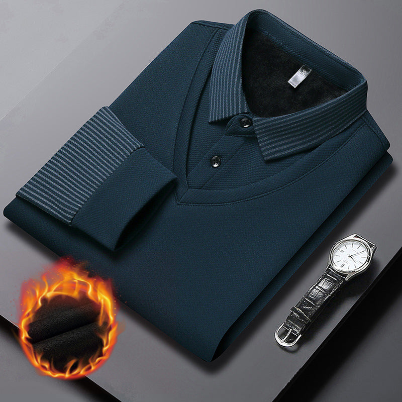 🔥👔Üzleti férfi stílus✨Férfi hajtókás Faux kétrészes kötött ing