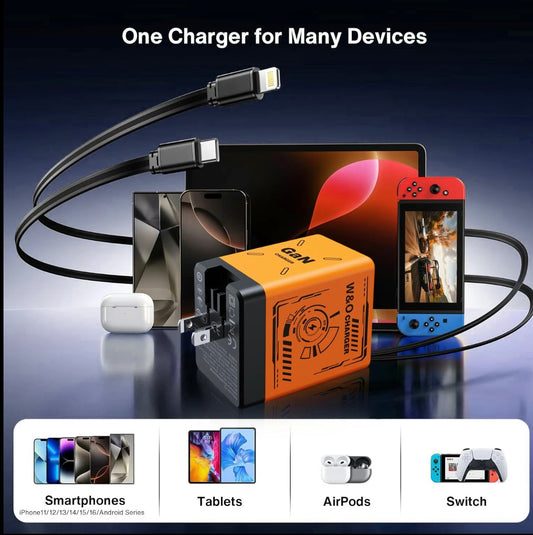 🔥📱W&O 2 az 1-ben GaN 20W-os gyorstöltő, Legjobb ajándékok