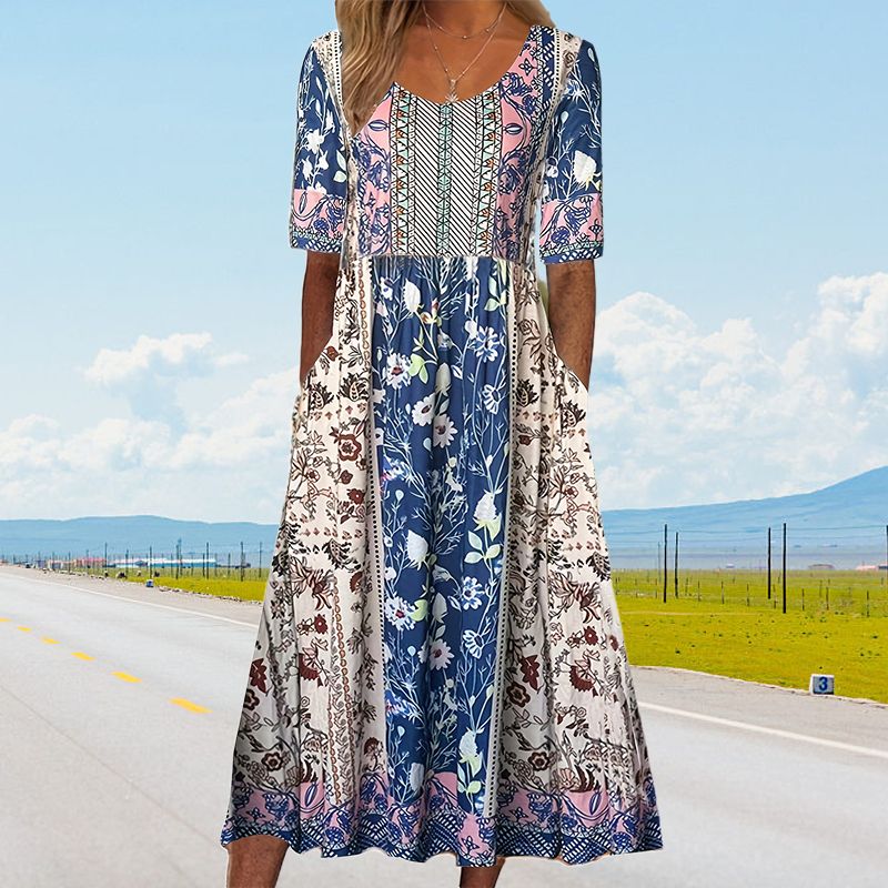 🔥👗【S-4XL】Női elegáns bohém nyomtatott ruha