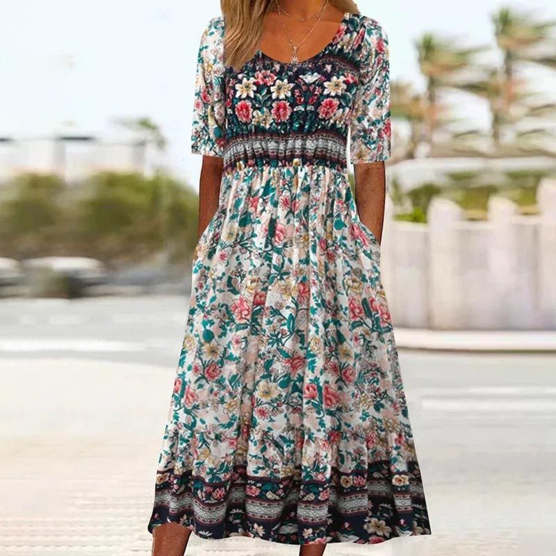 🔥👗【S-4XL】Női elegáns bohém nyomtatott ruha