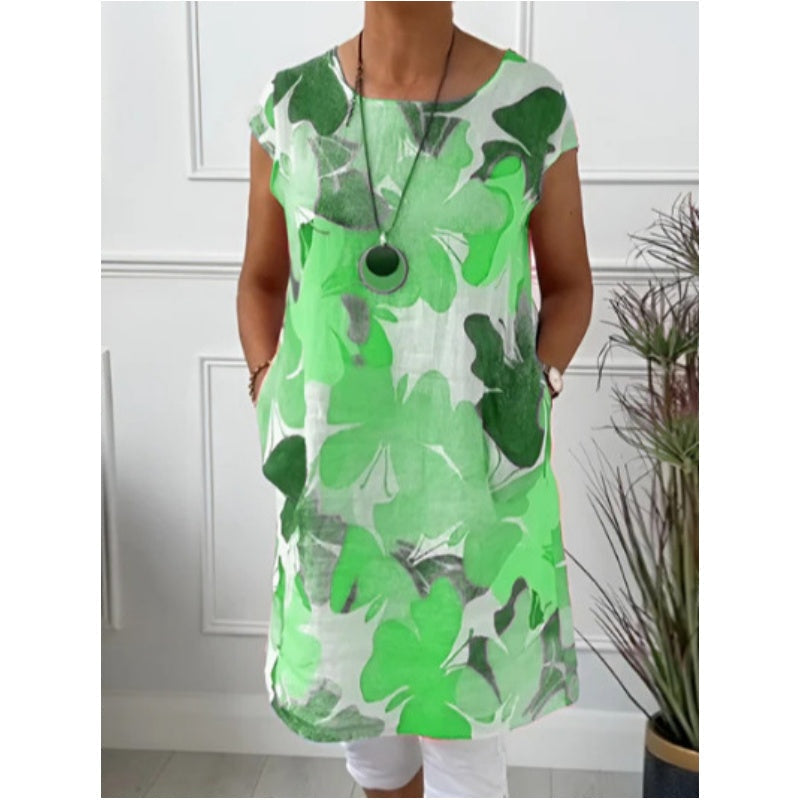 🔥👗Laza térdig érő ruha pillangó mintával