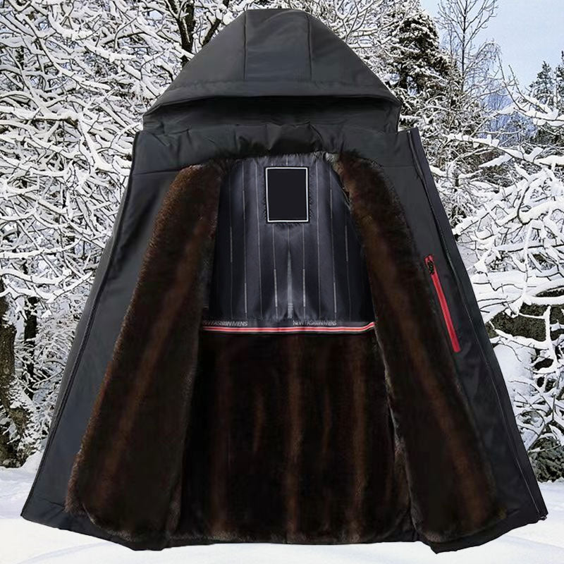 [meleg ajándék] Férfi termikus vastag kapucnis parka kabát