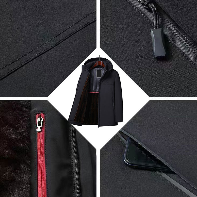 [meleg ajándék] Férfi termikus vastag kapucnis parka kabát