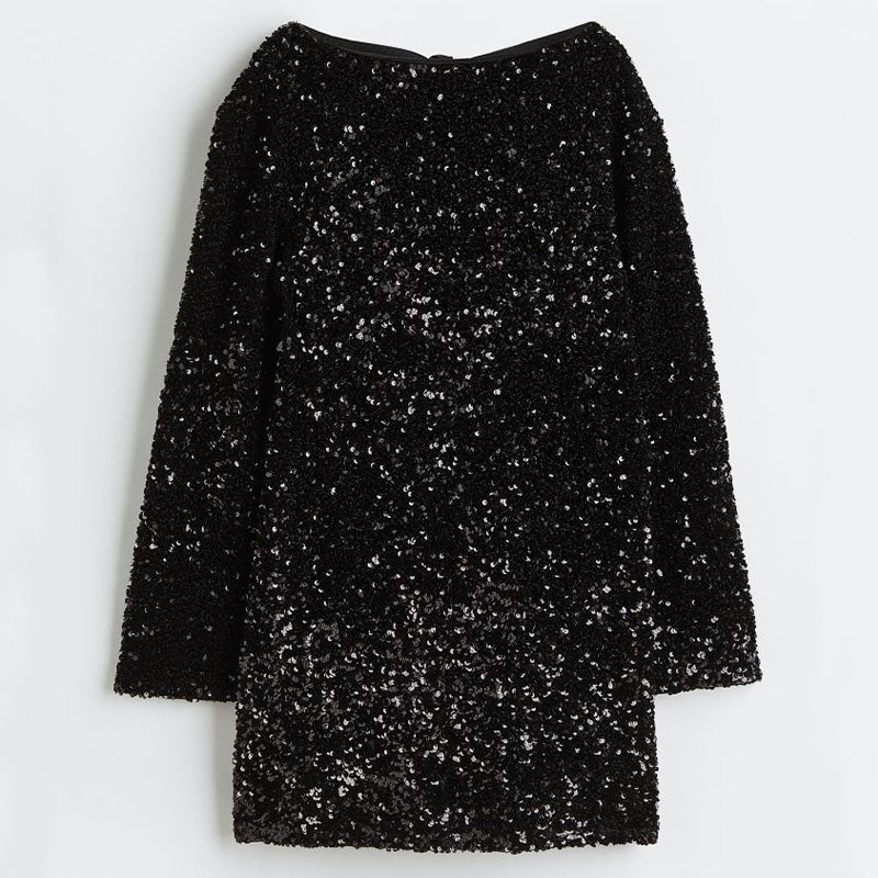 🔥👗Dancing All Night Sequin Back Bow Loose Mini Cute ruha 🎀