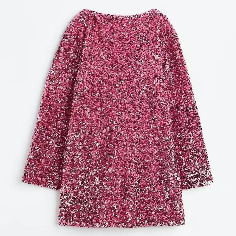 🔥👗Dancing All Night Sequin Back Bow Loose Mini Cute ruha 🎀