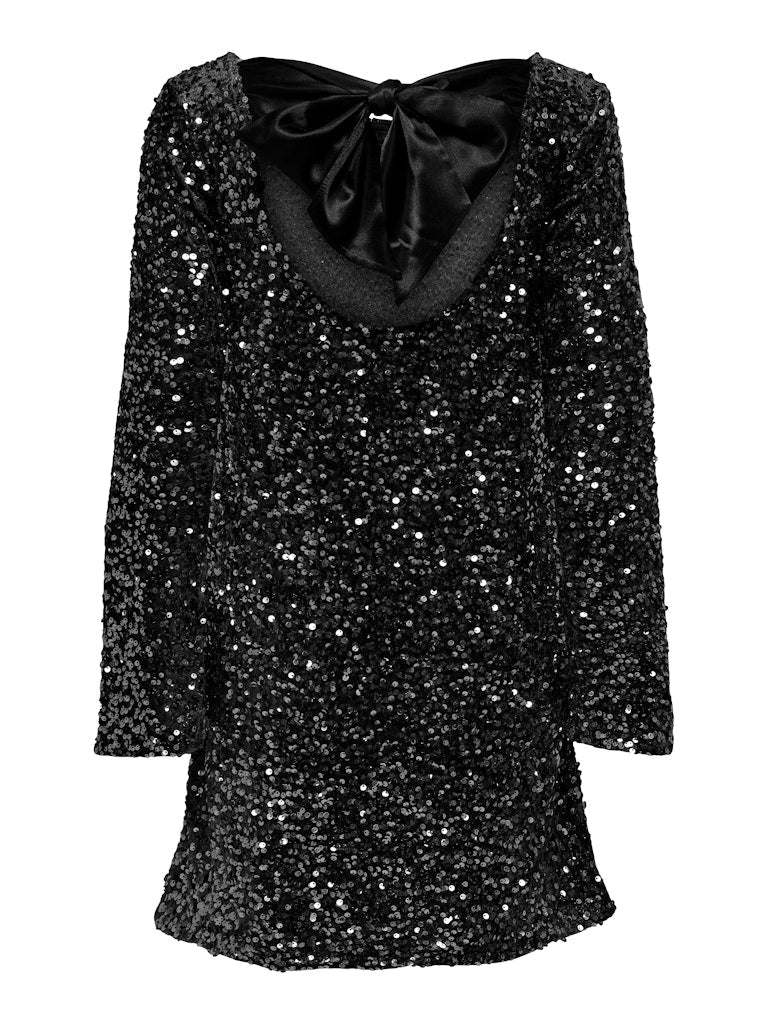 🔥👗Dancing All Night Sequin Back Bow Loose Mini Cute ruha 🎀