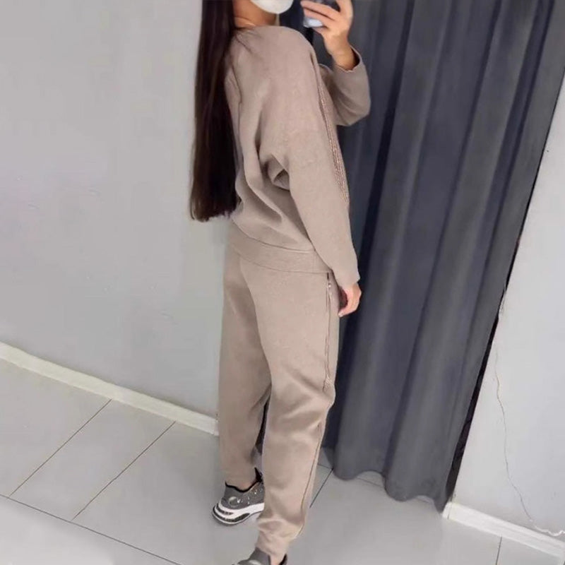 🔥👚👖Női pulóver strasszos csillogással és 2 darabos alkalmi nadrág szett