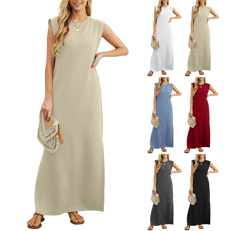 🔥👗Női alkalmi ruha gyűrődések nélkül, alul résszel✨