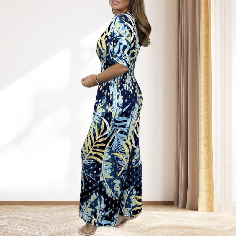 🔥👗【M-4XL】Nyomtatott széles szárú kezeslábas