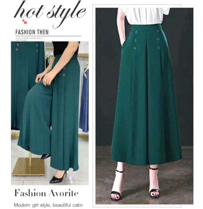 🔥👗【M-4XL】💞Laza, légáteresztő, széles szárú, magas derekú nadrágok