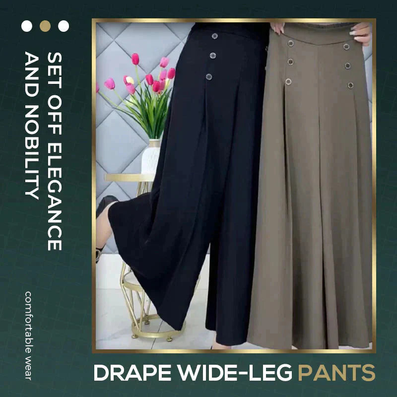 🔥👗【M-4XL】💞Laza, légáteresztő, széles szárú, magas derekú nadrágok