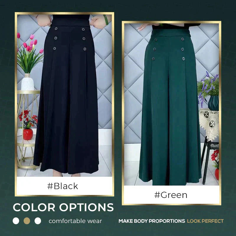 🔥👗【M-4XL】💞Laza, légáteresztő, széles szárú, magas derekú nadrágok