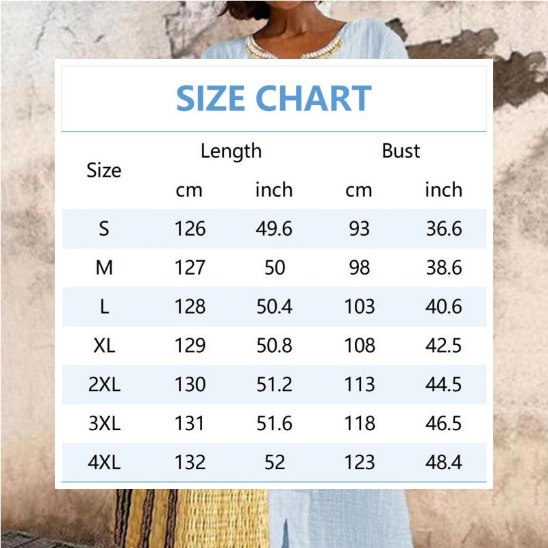 🔥👗【S-4XL】🌺Női laza pamut lenvászon hímzett ruhák