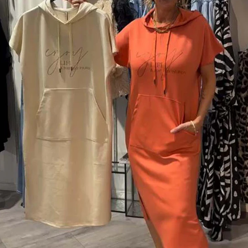 🔥👗【S-3XL】Női rövid ujjú kapucnis ruha