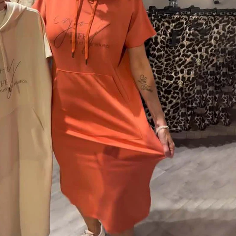 🔥👗【S-3XL】Női rövid ujjú kapucnis ruha