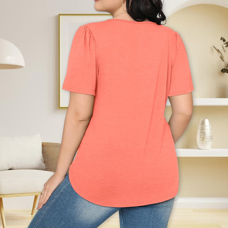 🔥👚Női nyári kerek nyakú rövid ujjú pliszírozott póló