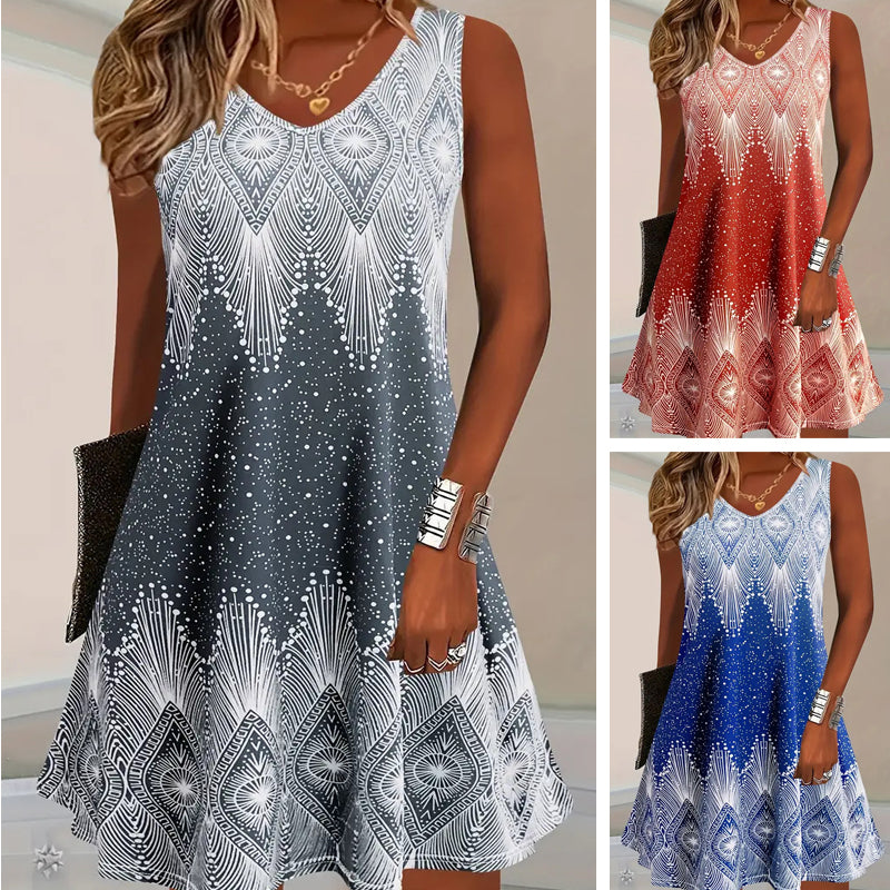 🔥👗Divatos alkalmi etnikai stílusú ujjatlan ruha