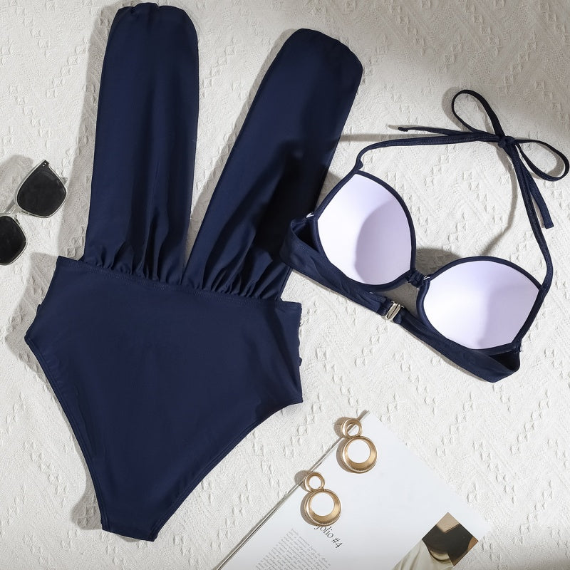 🔥👙Női nyakkendő egyszínű fürdőruha 2 részes készlet