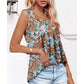 🔥👚Női nyári ujjatlan, négyzet alakú nyakú mintás camisole felső