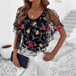 🔥👚 Női nyomtatott hálós patchwork felső 🥰