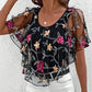 🔥👚 Női nyomtatott hálós patchwork felső 🥰
