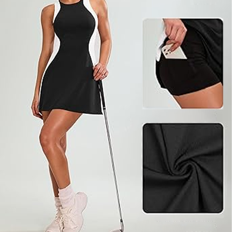 🔥👗Színblokkoló karcsúsított miniruha és rövidnadrág szett