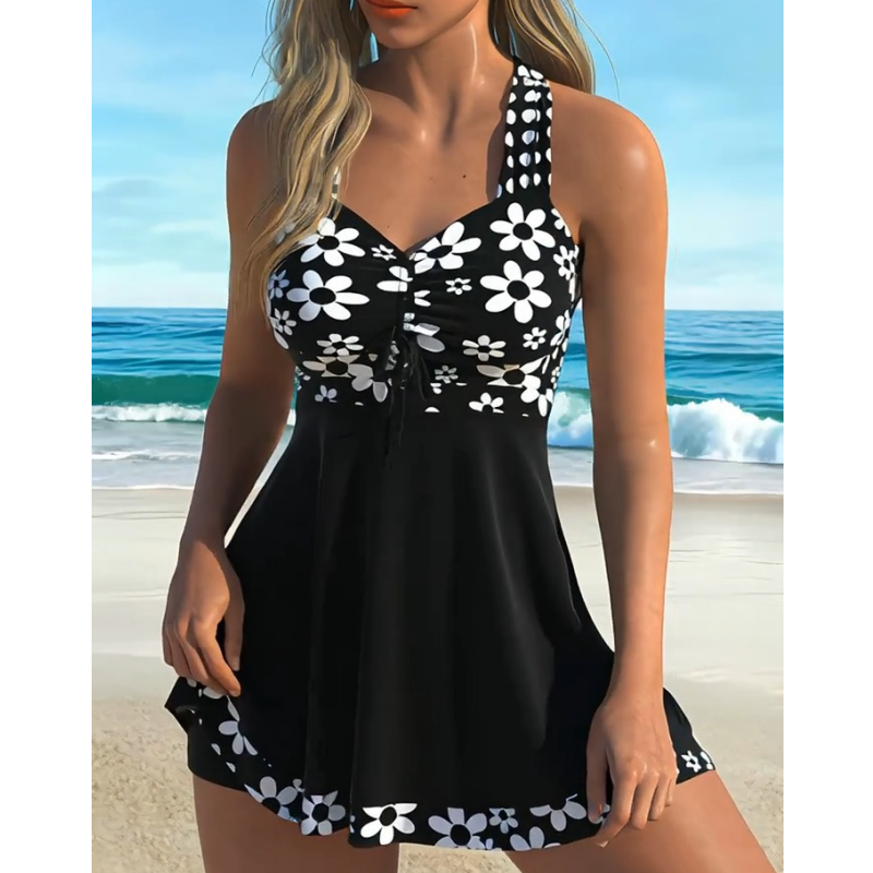 🔥👙Női virágmintás Tankini fürdőruhák Boyshorts-szal